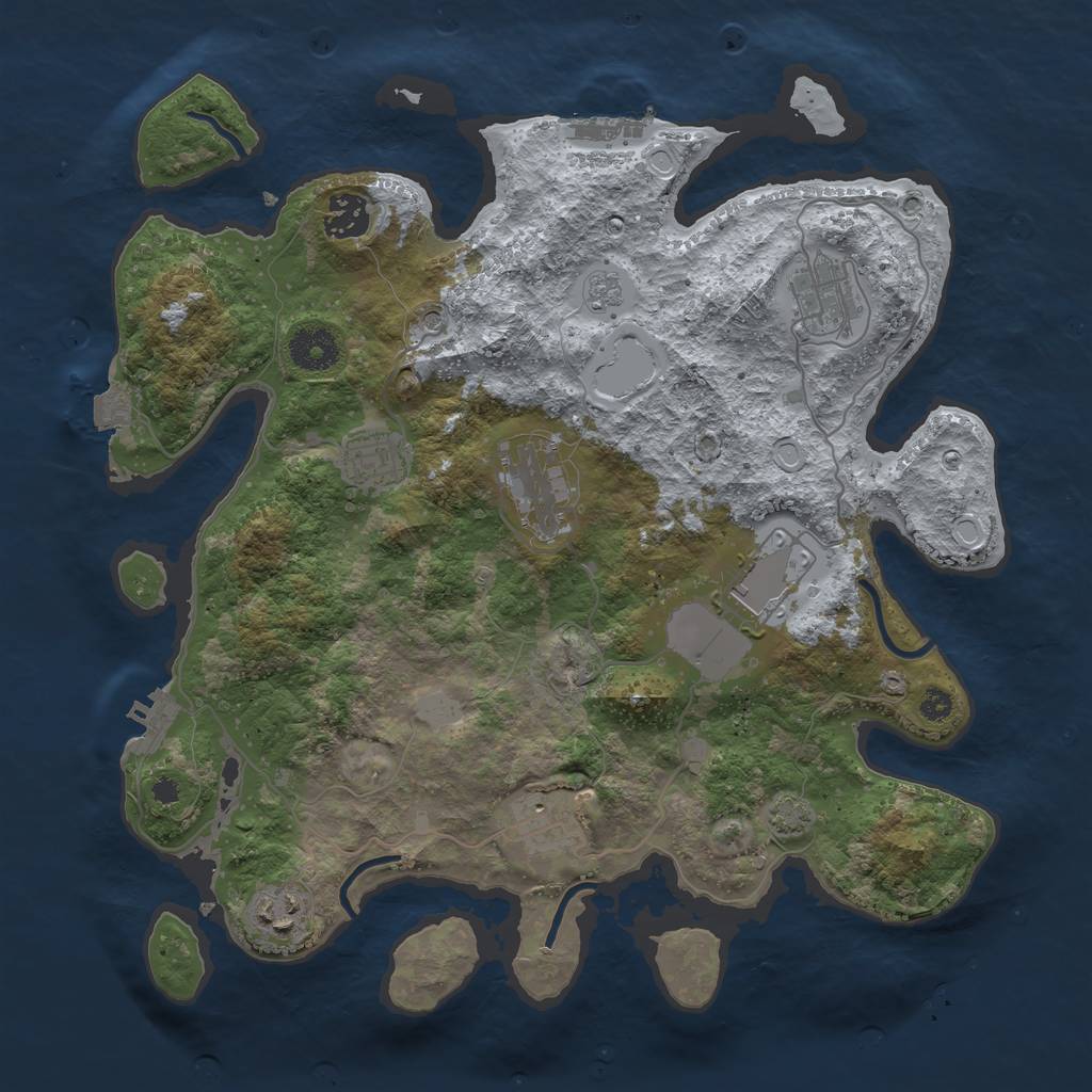 Rust Map: Procedural Map, Size: 3500, Seed: 1817655835, 15 Monuments