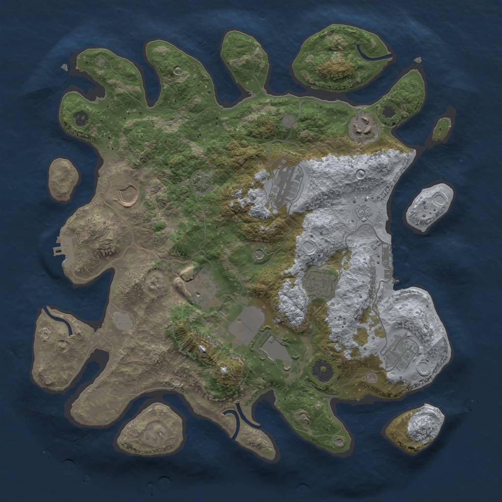 Rust Map: Procedural Map, Size: 3500, Seed: 1253569003, 15 Monuments