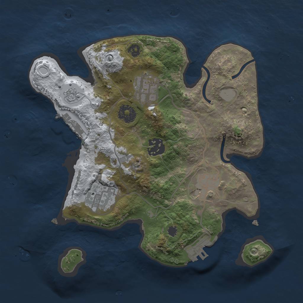 Rust Map: Procedural Map, Size: 2500, Seed: 680138814, 12 Monuments