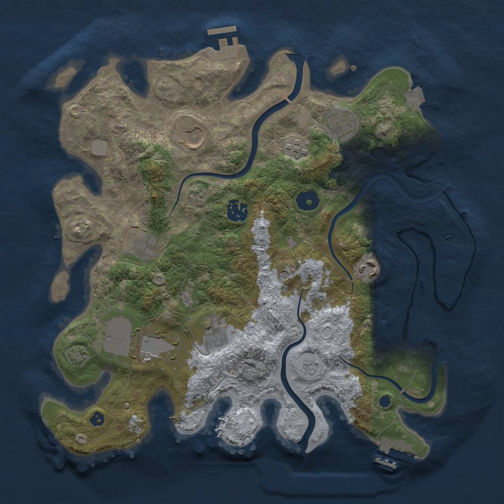 Rust Map: Procedural Map, Size: 3500, Seed: 51228545, 14 Monuments