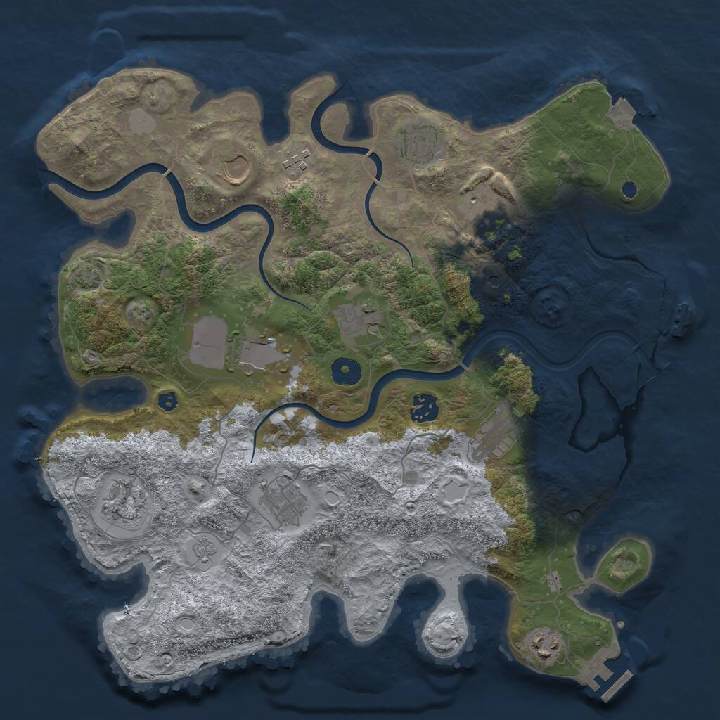 Rust Map: Procedural Map, Size: 3700, Seed: 76339751, 17 Monuments