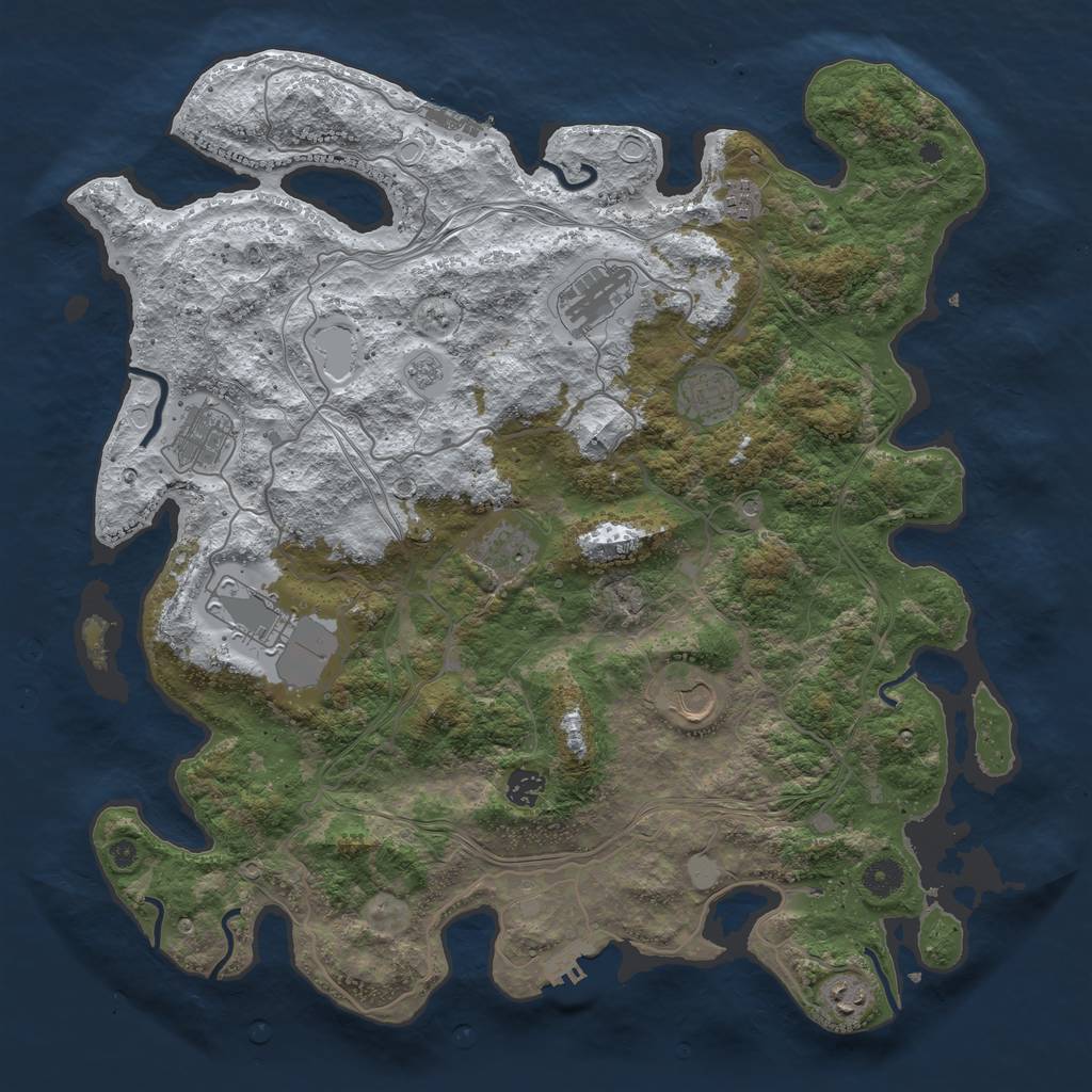 Rust Map: Procedural Map, Size: 4250, Seed: 827181189, 18 Monuments