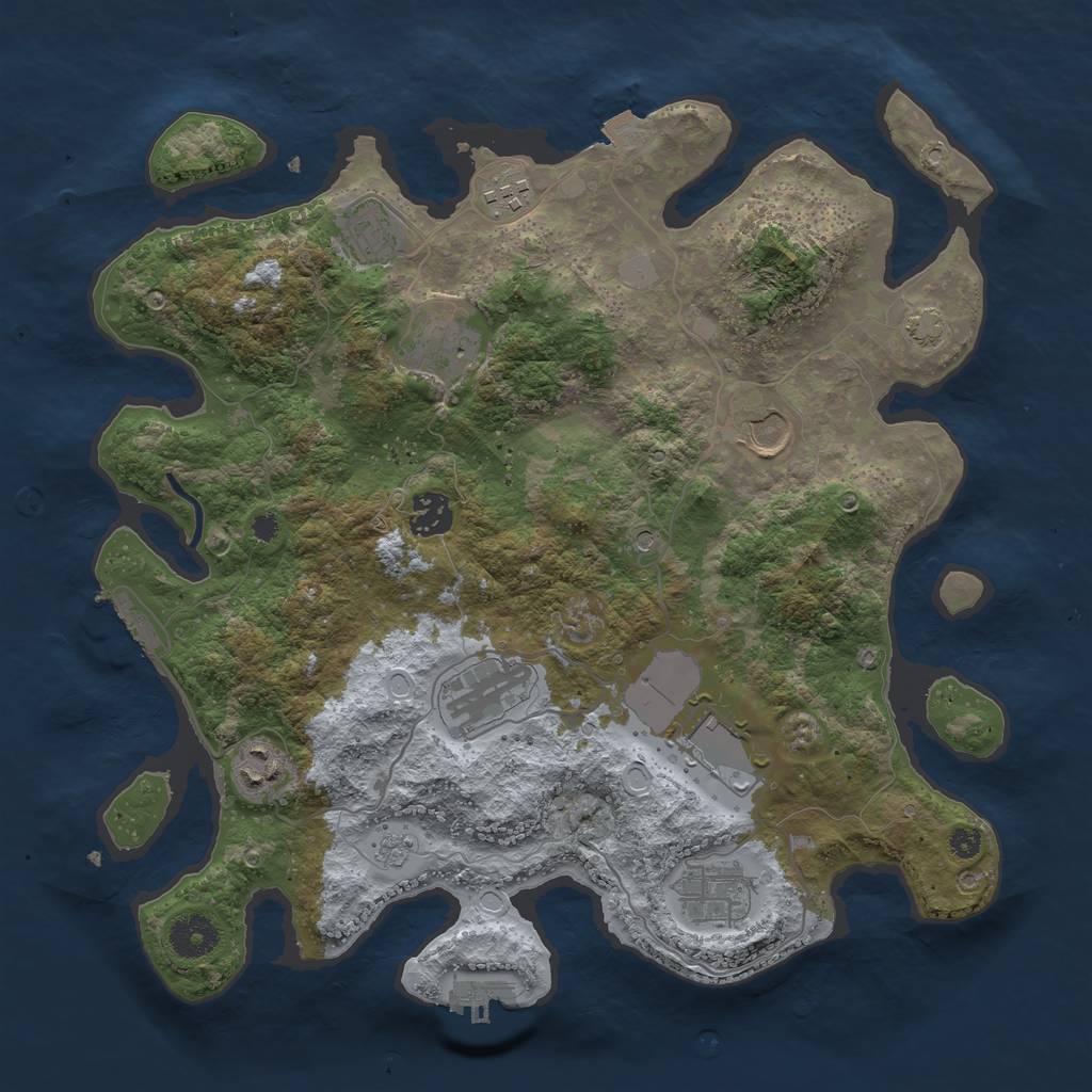 Rust Map: Procedural Map, Size: 3600, Seed: 1706269282, 17 Monuments