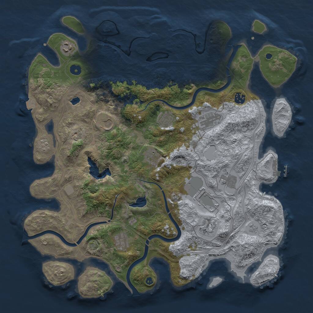 Rust Map: Procedural Map, Size: 4250, Seed: 1365293459, 17 Monuments