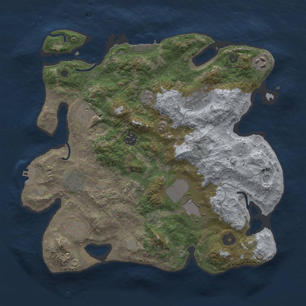 Rust Map: Procedural Map, Size: 3500, Seed: 564196, 16 Monuments