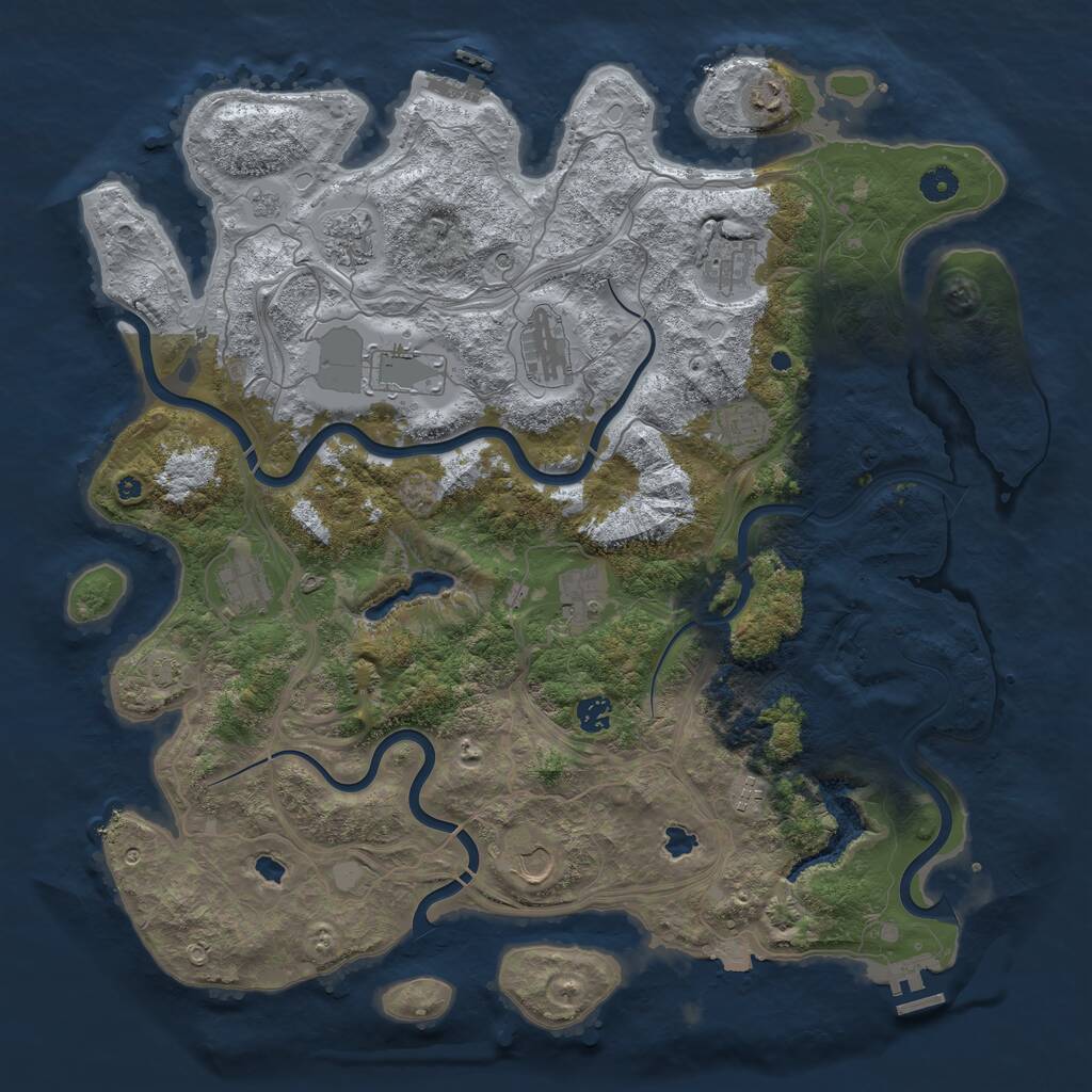 Rust Map: Procedural Map, Size: 4500, Seed: 17293145, 17 Monuments