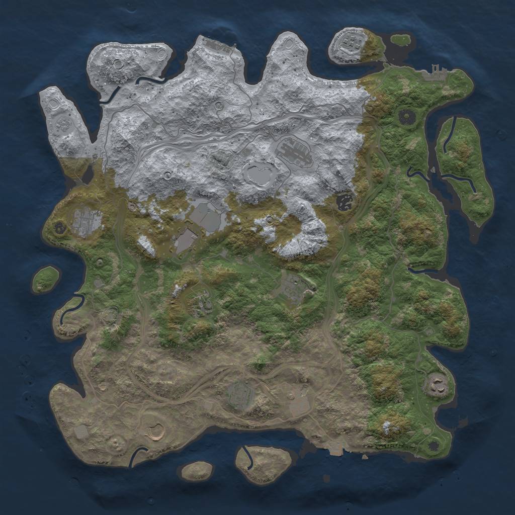 Rust Map: Procedural Map, Size: 4500, Seed: 17293145, 19 Monuments