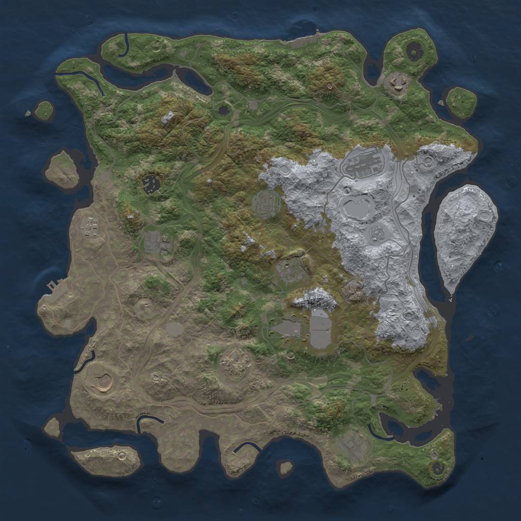Rust Map: Procedural Map, Size: 4250, Seed: 1036538041, 18 Monuments