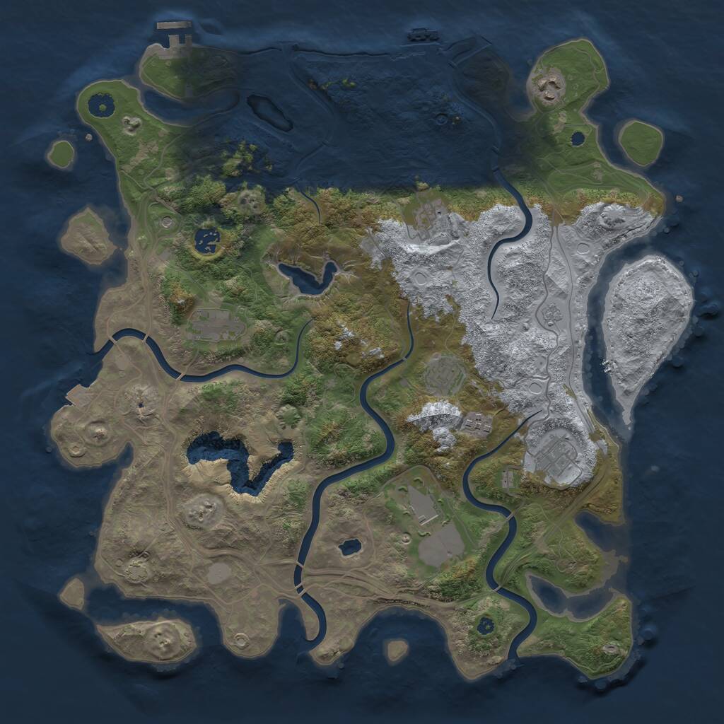 Rust Map: Procedural Map, Size: 4250, Seed: 1036538041, 14 Monuments