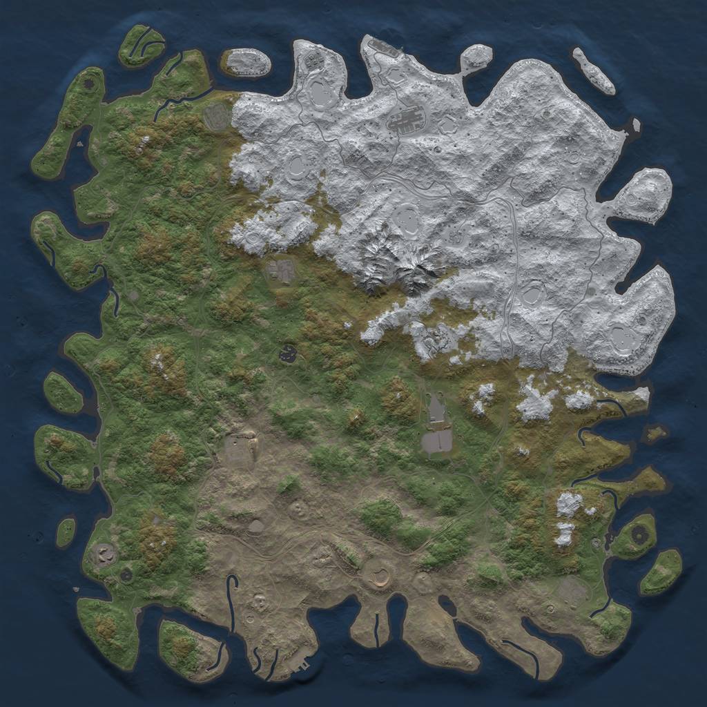 Rust Map: Procedural Map, Size: 6000, Seed: 1108126648, 20 Monuments
