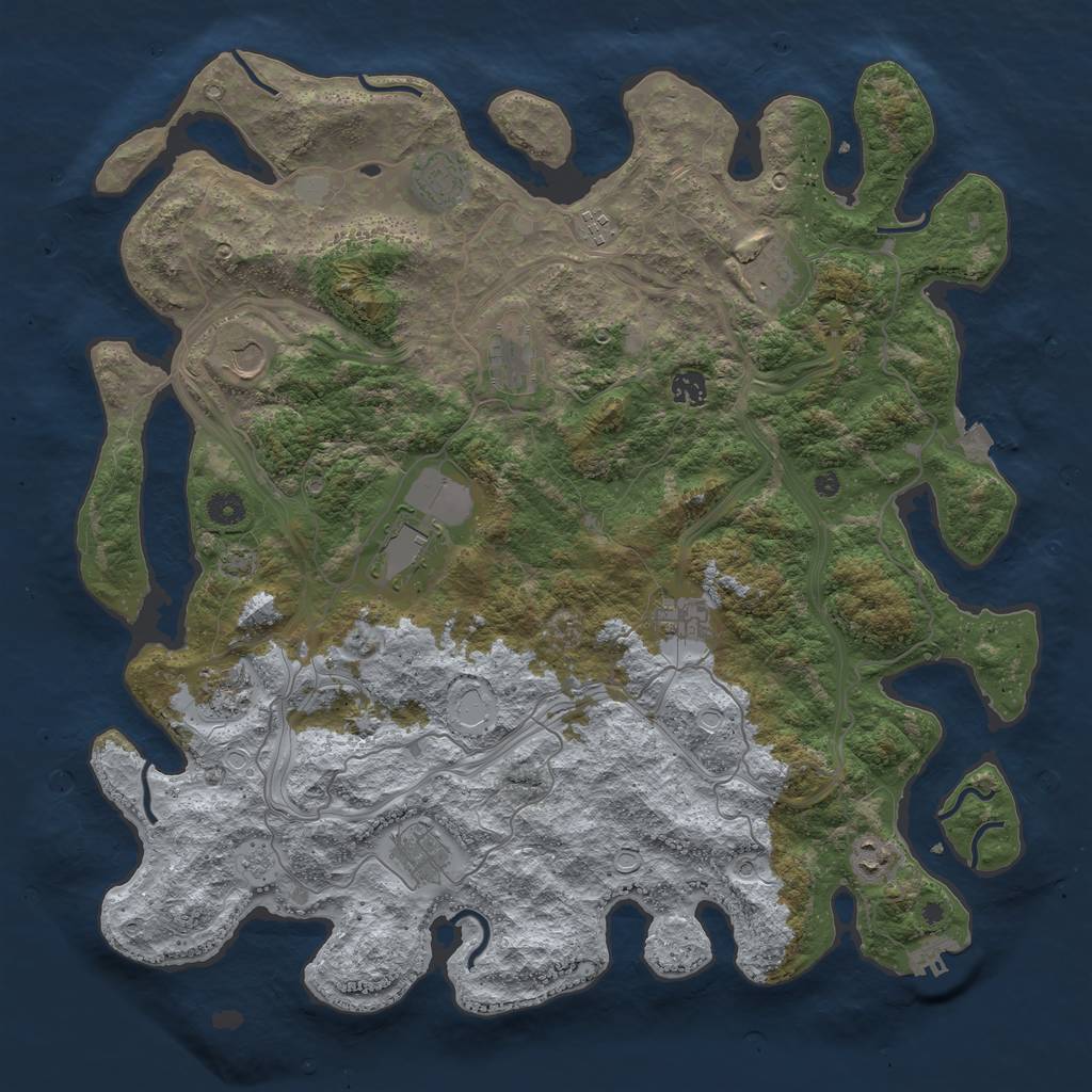 Rust Map: Procedural Map, Size: 4500, Seed: 81237265, 18 Monuments