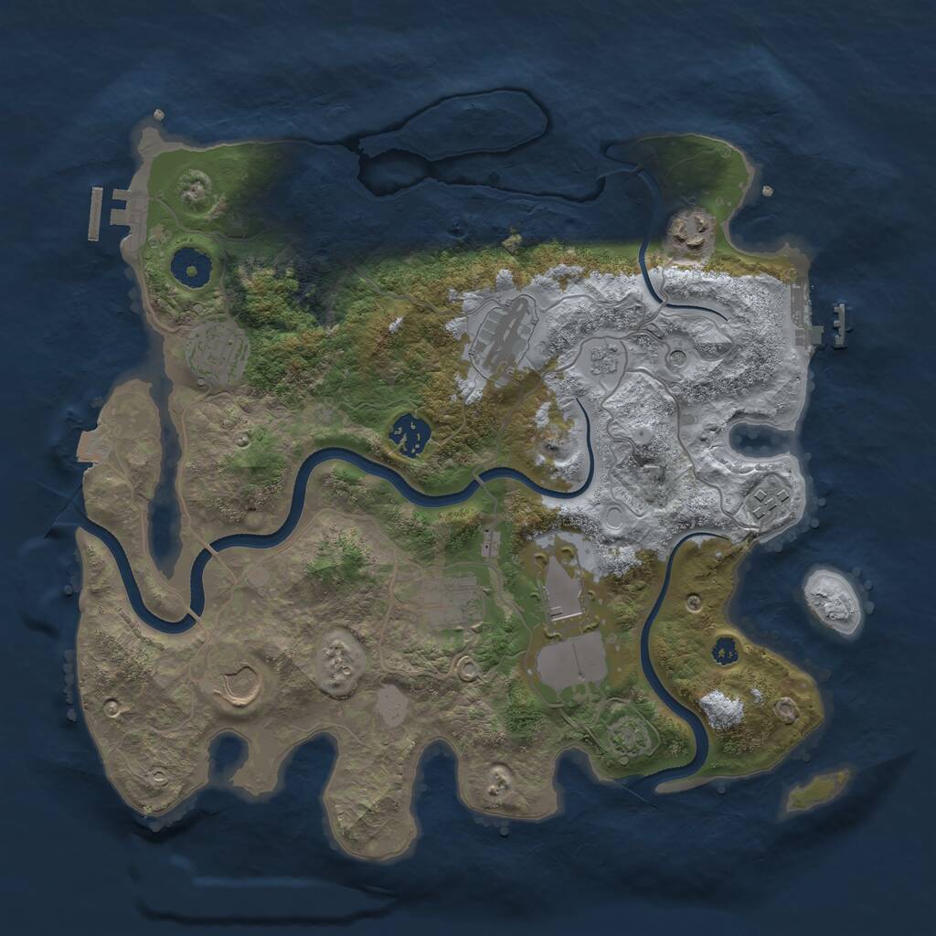 Rust Map: Procedural Map, Size: 3500, Seed: 2073025206, 14 Monuments