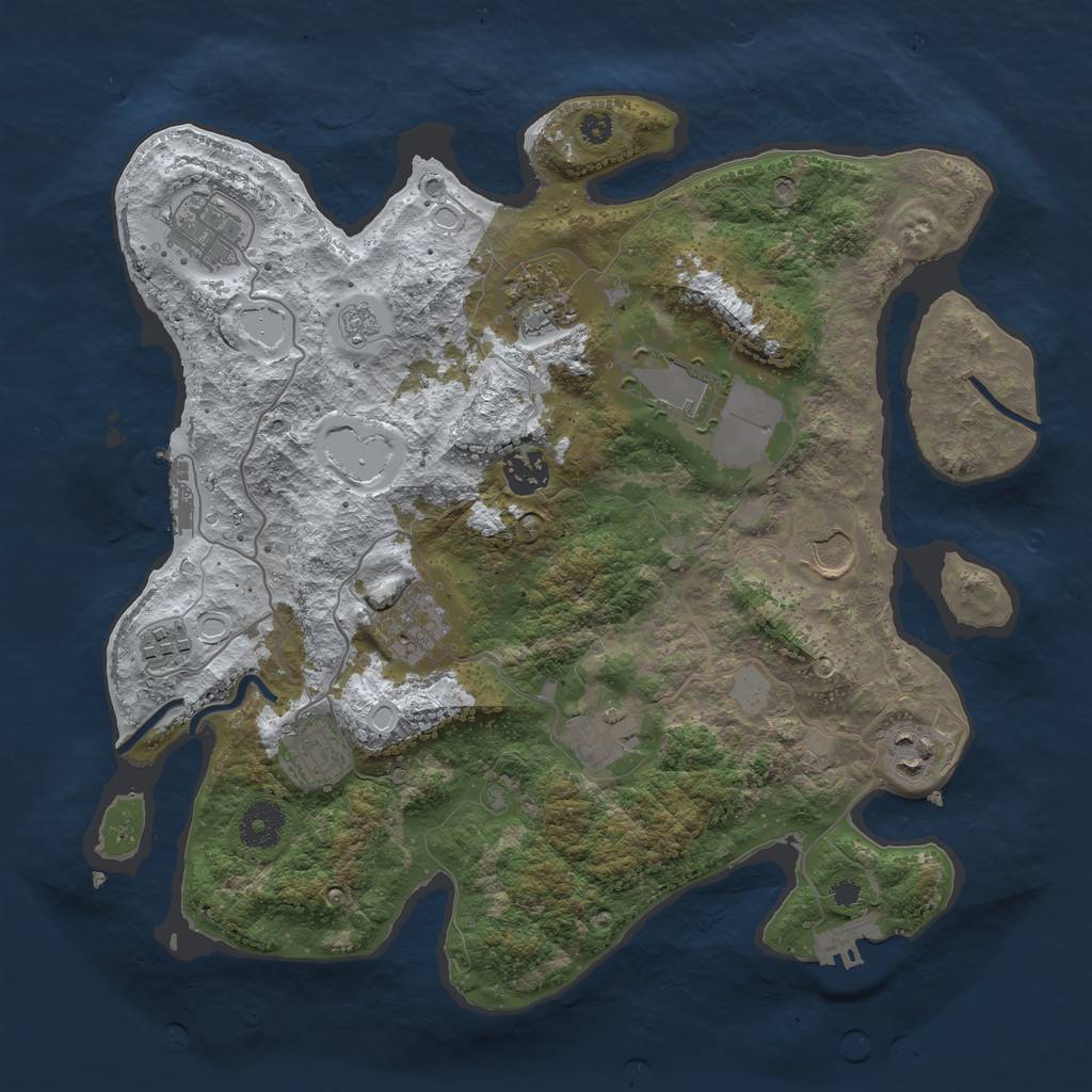 Rust Map: Procedural Map, Size: 3500, Seed: 68483040, 18 Monuments