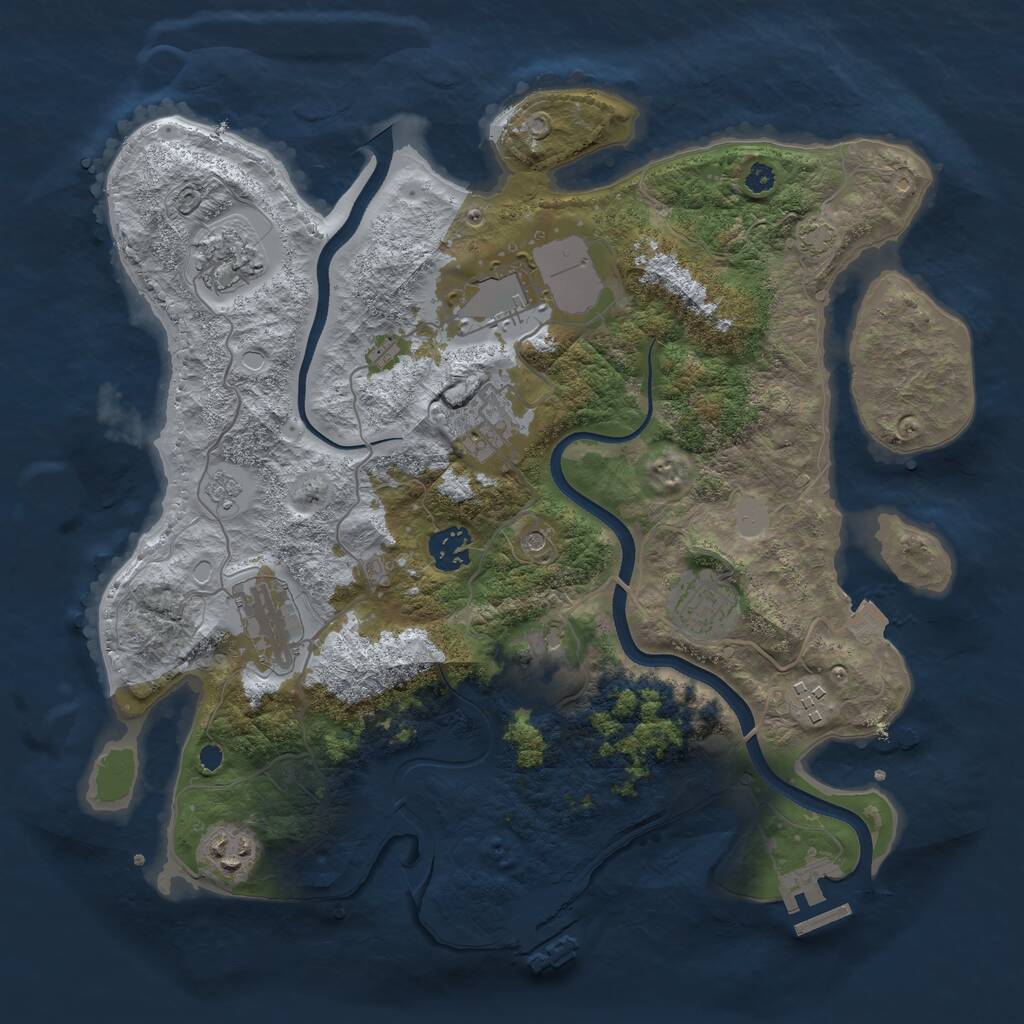 Rust Map: Procedural Map, Size: 3500, Seed: 68483040, 15 Monuments