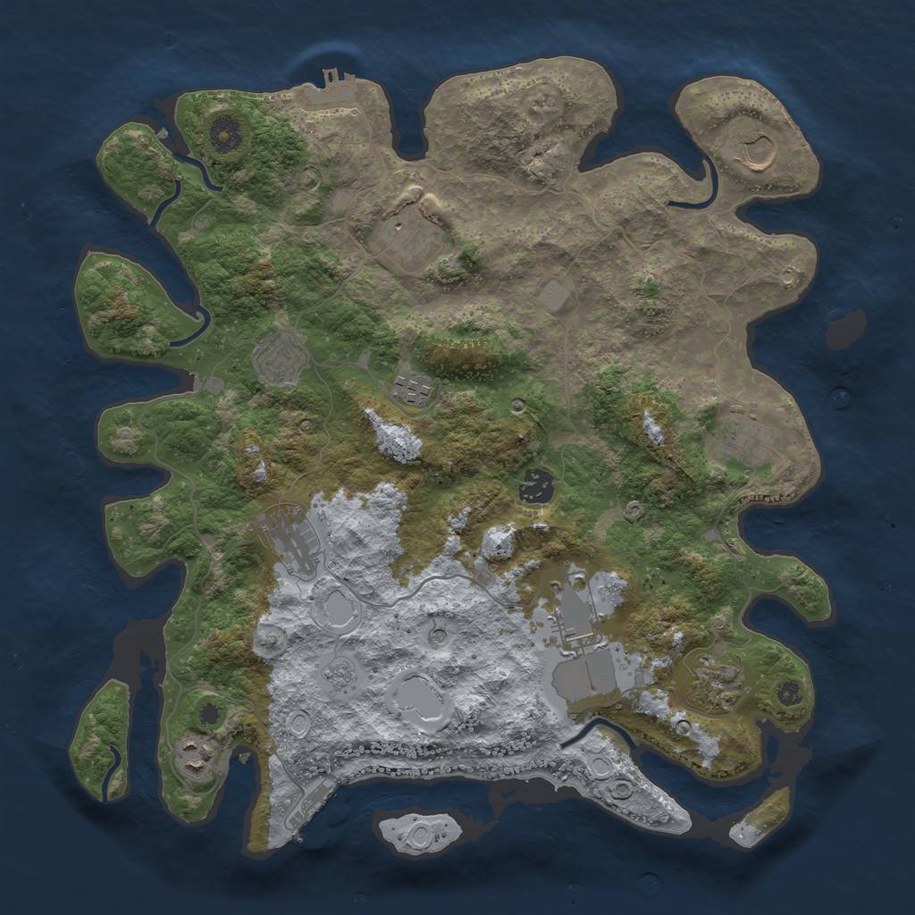 Rust Map: Procedural Map, Size: 3850, Seed: 12540631, 17 Monuments