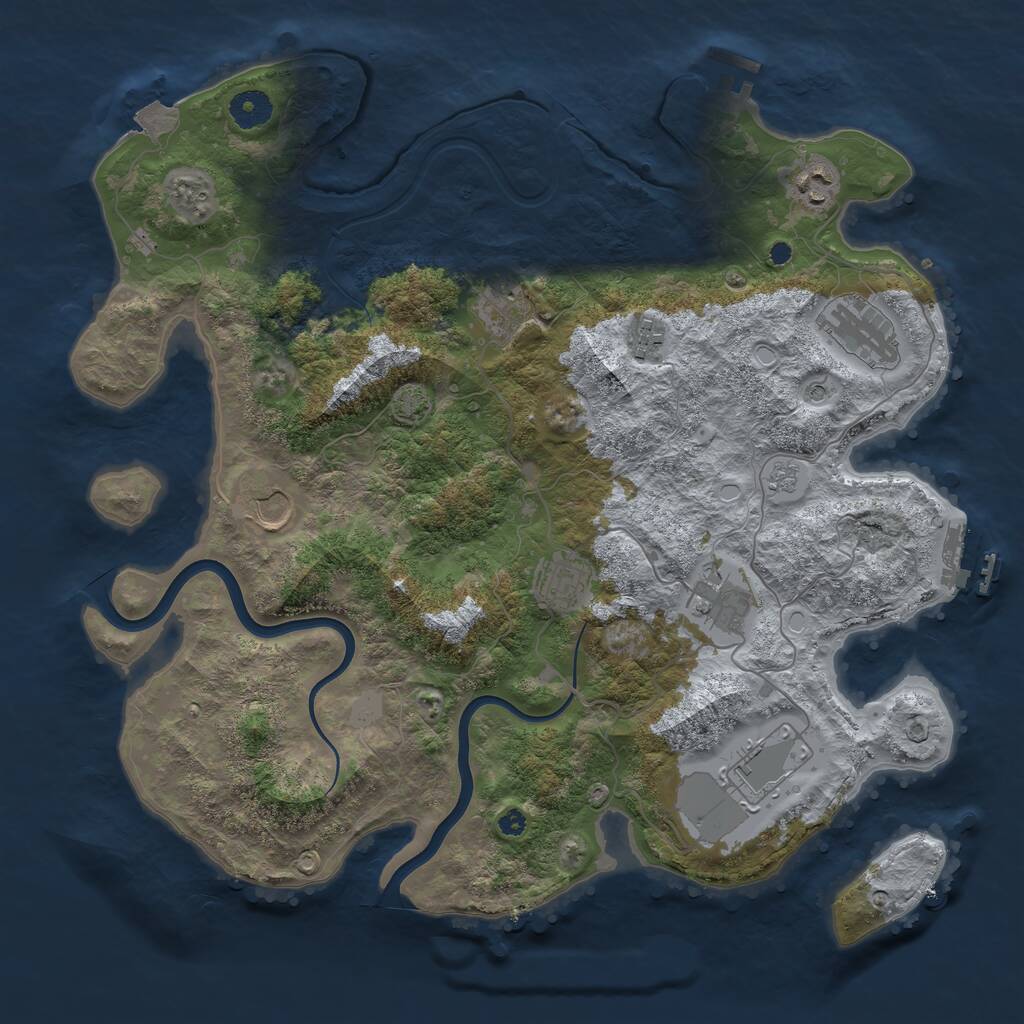 Rust Map: Procedural Map, Size: 3850, Seed: 965118149, 14 Monuments
