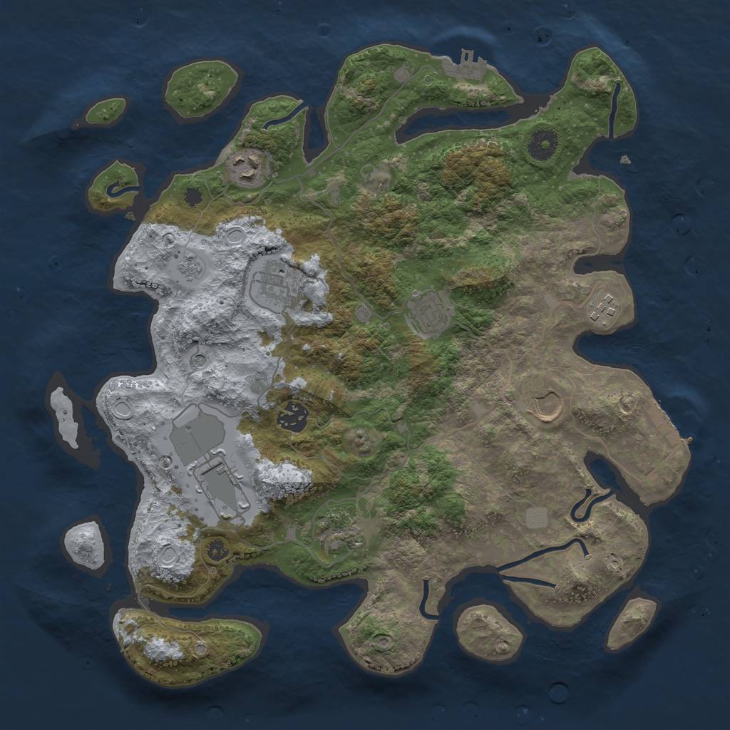 Rust Map: Procedural Map, Size: 3600, Seed: 1072097436, 15 Monuments