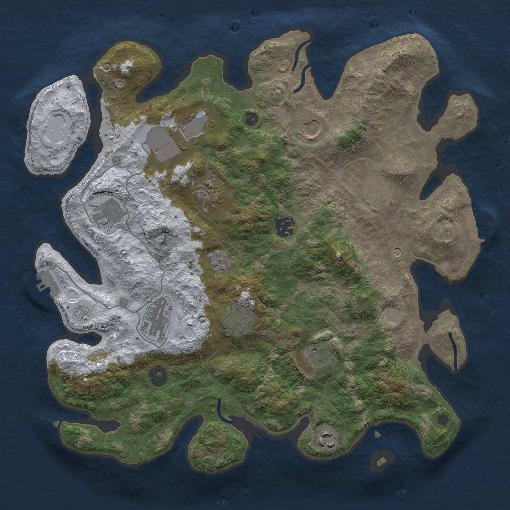 Rust Map: Procedural Map, Size: 3850, Seed: 1855288053, 20 Monuments