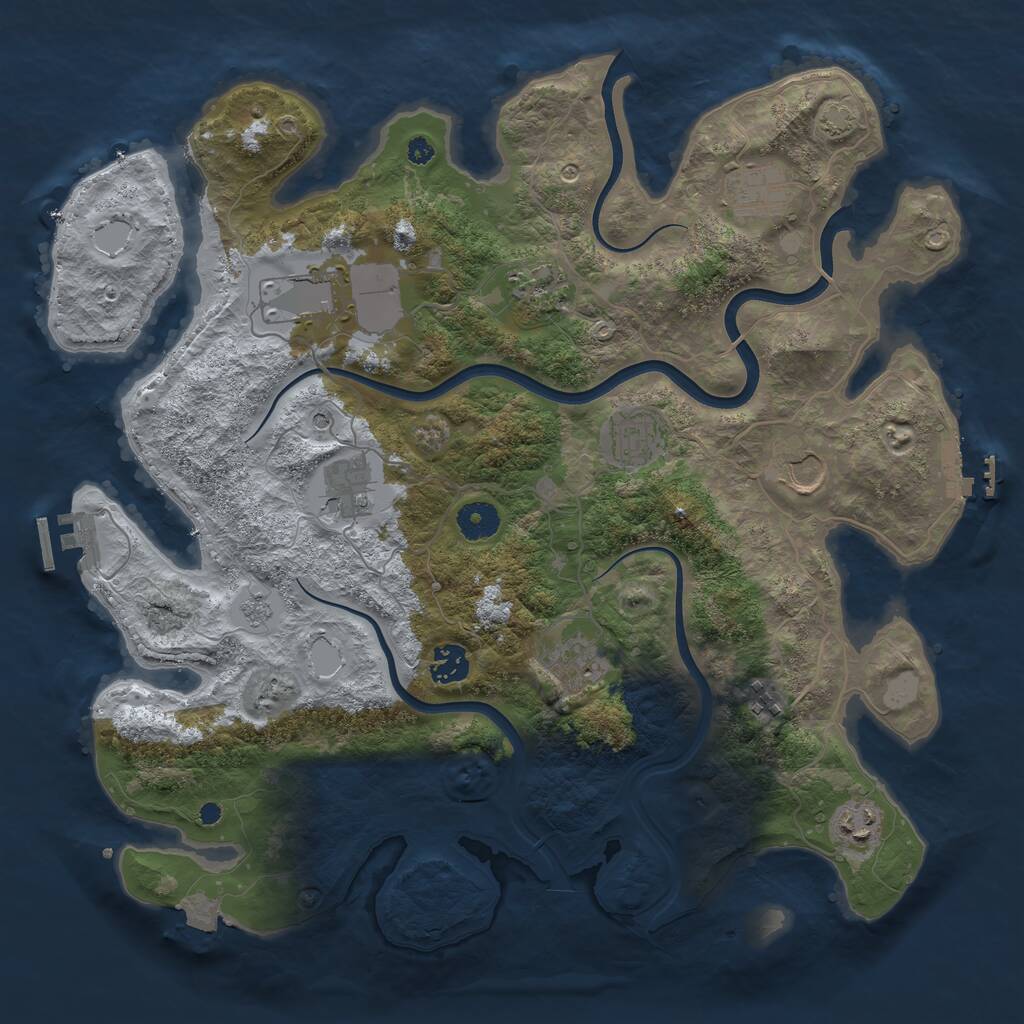 Rust Map: Procedural Map, Size: 3850, Seed: 1855288053, 16 Monuments
