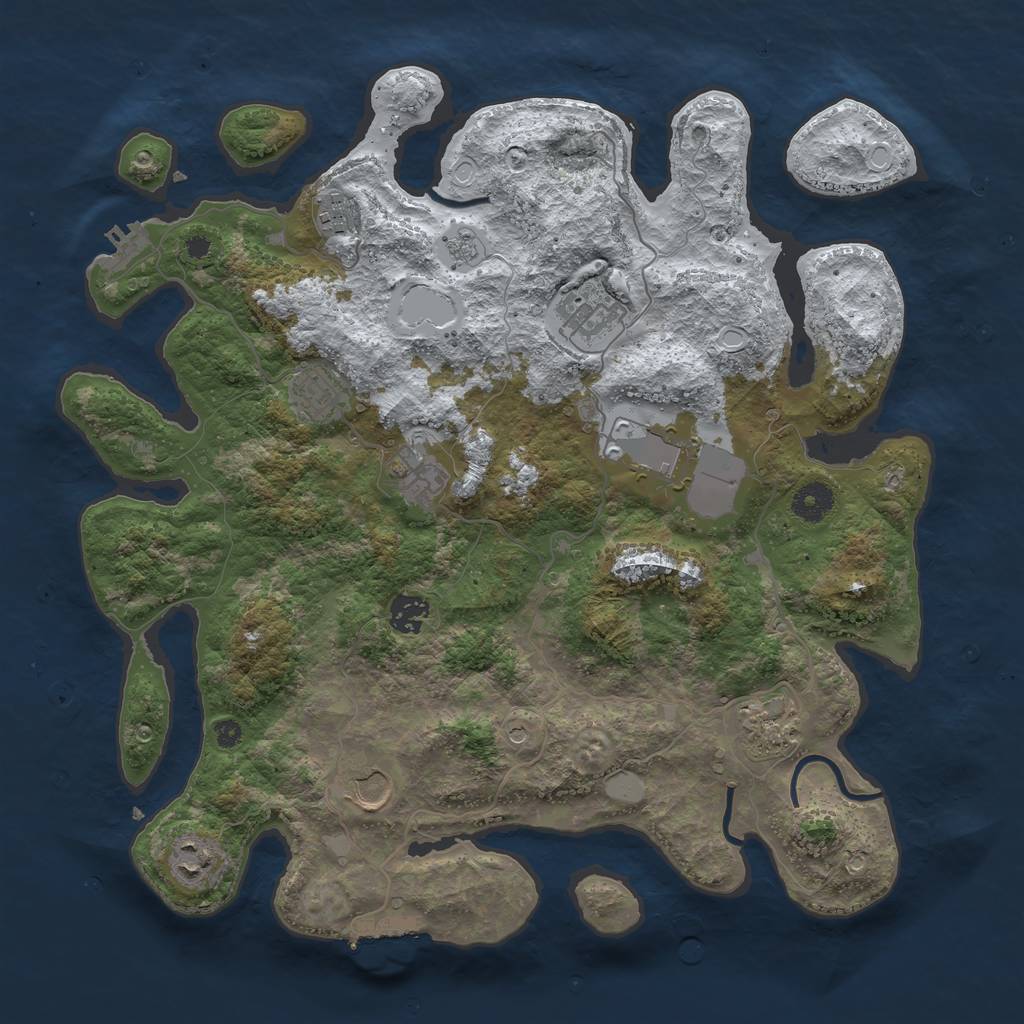 Rust Map: Procedural Map, Size: 3850, Seed: 473559154, 18 Monuments