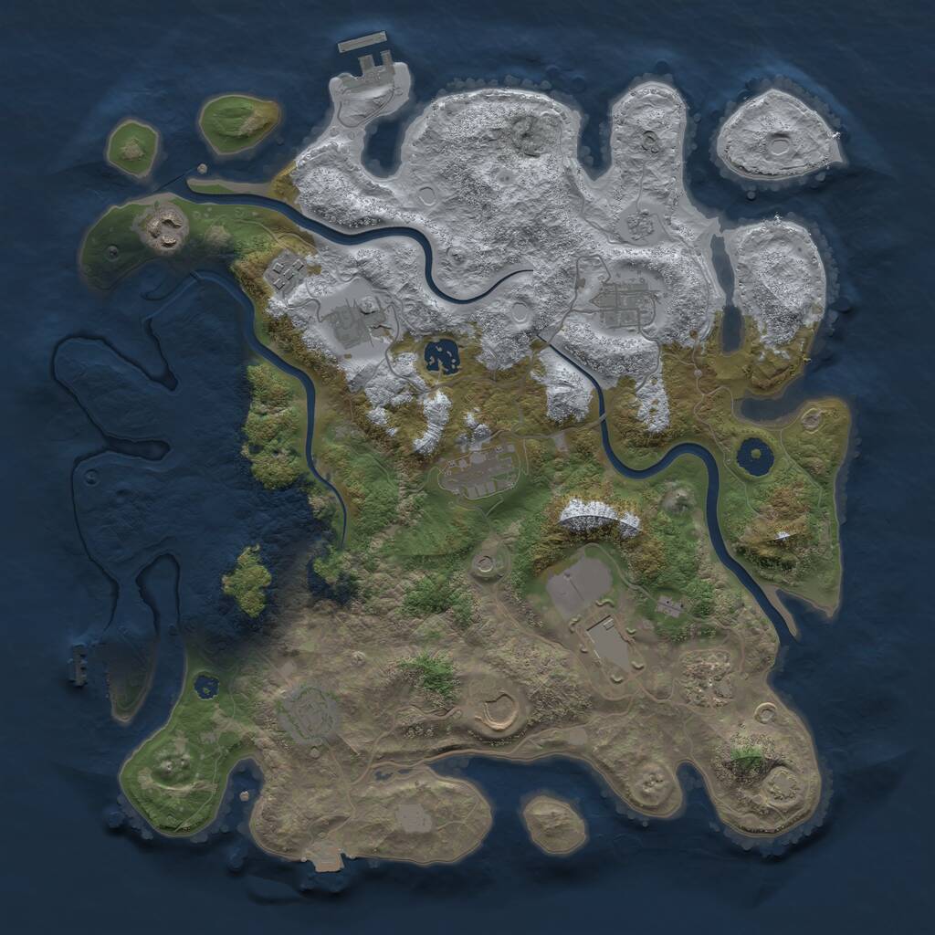 Rust Map: Procedural Map, Size: 3850, Seed: 473559154, 16 Monuments