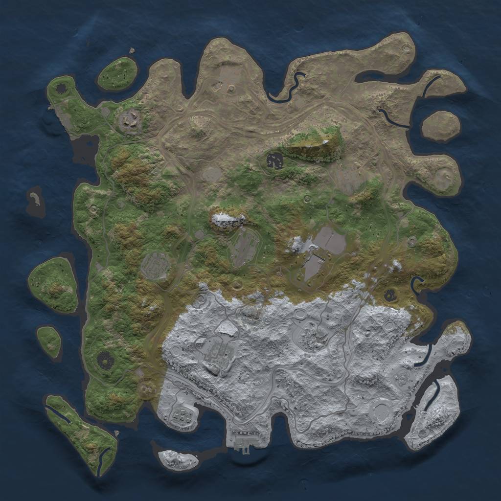Rust Map: Procedural Map, Size: 4250, Seed: 45991958, 17 Monuments