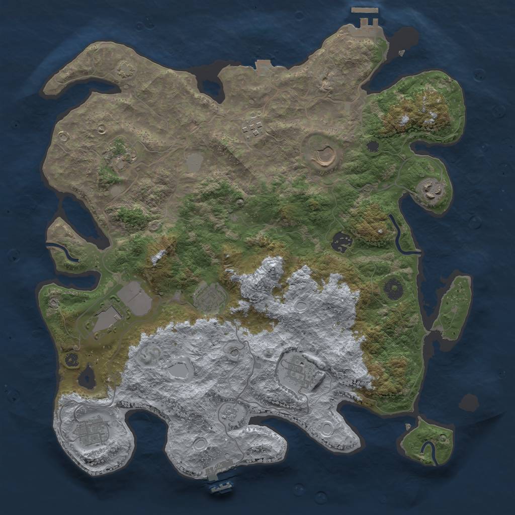Rust Map: Procedural Map, Size: 3850, Seed: 684425388, 17 Monuments