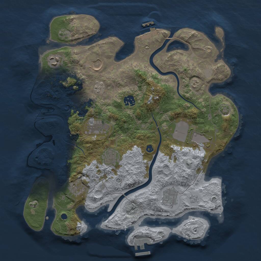 Rust Map: Procedural Map, Size: 3500, Seed: 4726, 15 Monuments