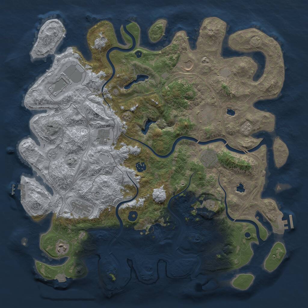 Rust Map: Procedural Map, Size: 4500, Seed: 80522284, 16 Monuments