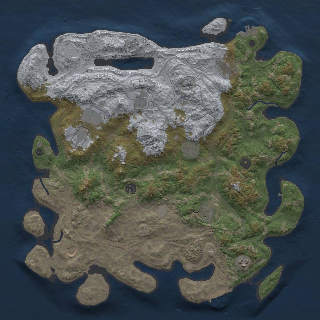 Rust Map: Procedural Map, Size: 4250, Seed: 145894244, 16 Monuments
