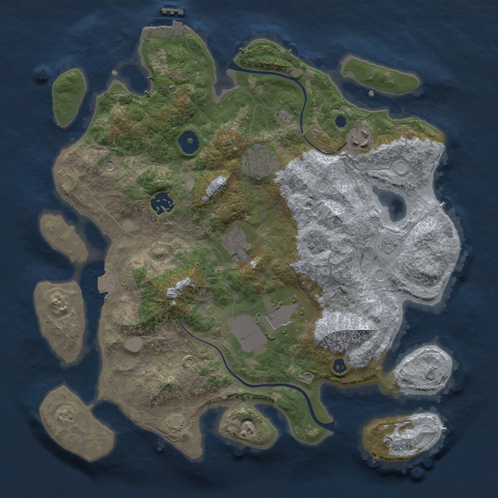 Rust Map: Procedural Map, Size: 3500, Seed: 3048, 11 Monuments