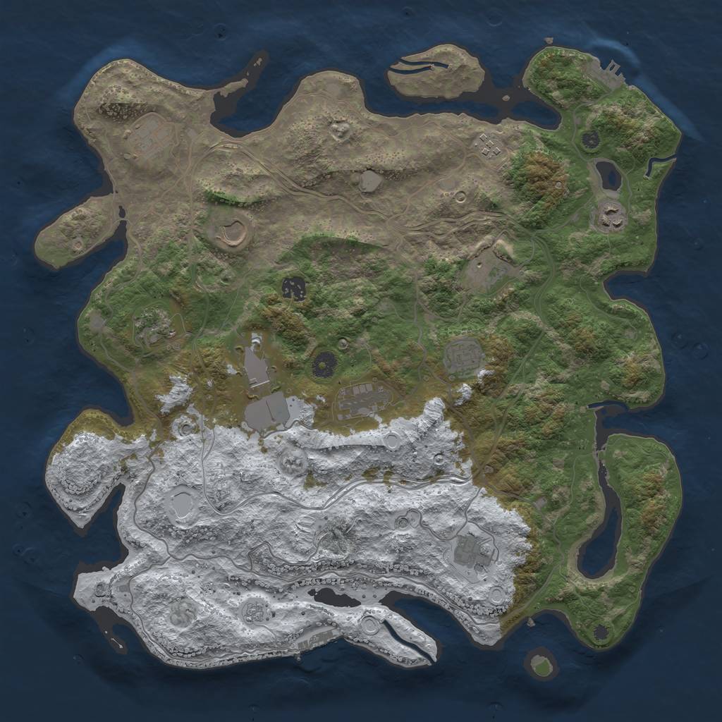 Rust Map: Procedural Map, Size: 4250, Seed: 1154886455, 20 Monuments