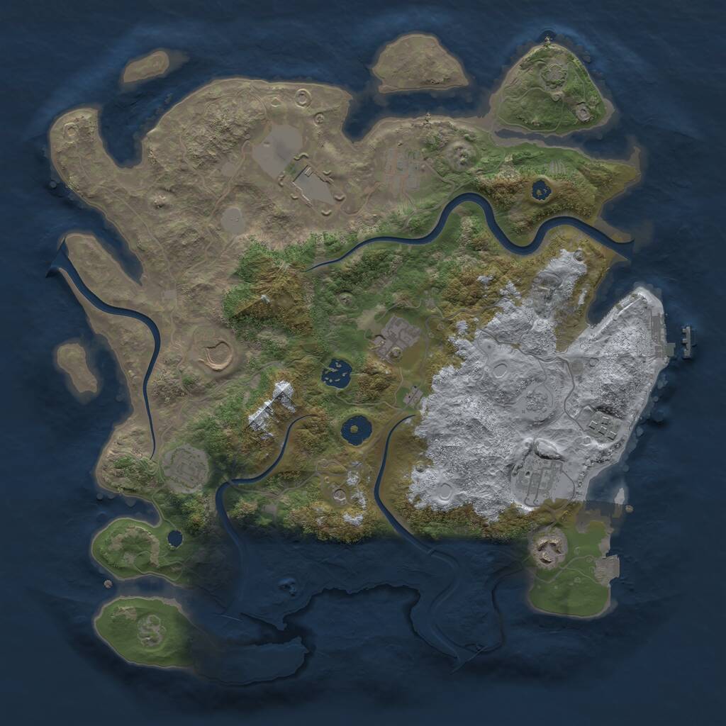 Rust Map: Procedural Map, Size: 3750, Seed: 881376128, 14 Monuments