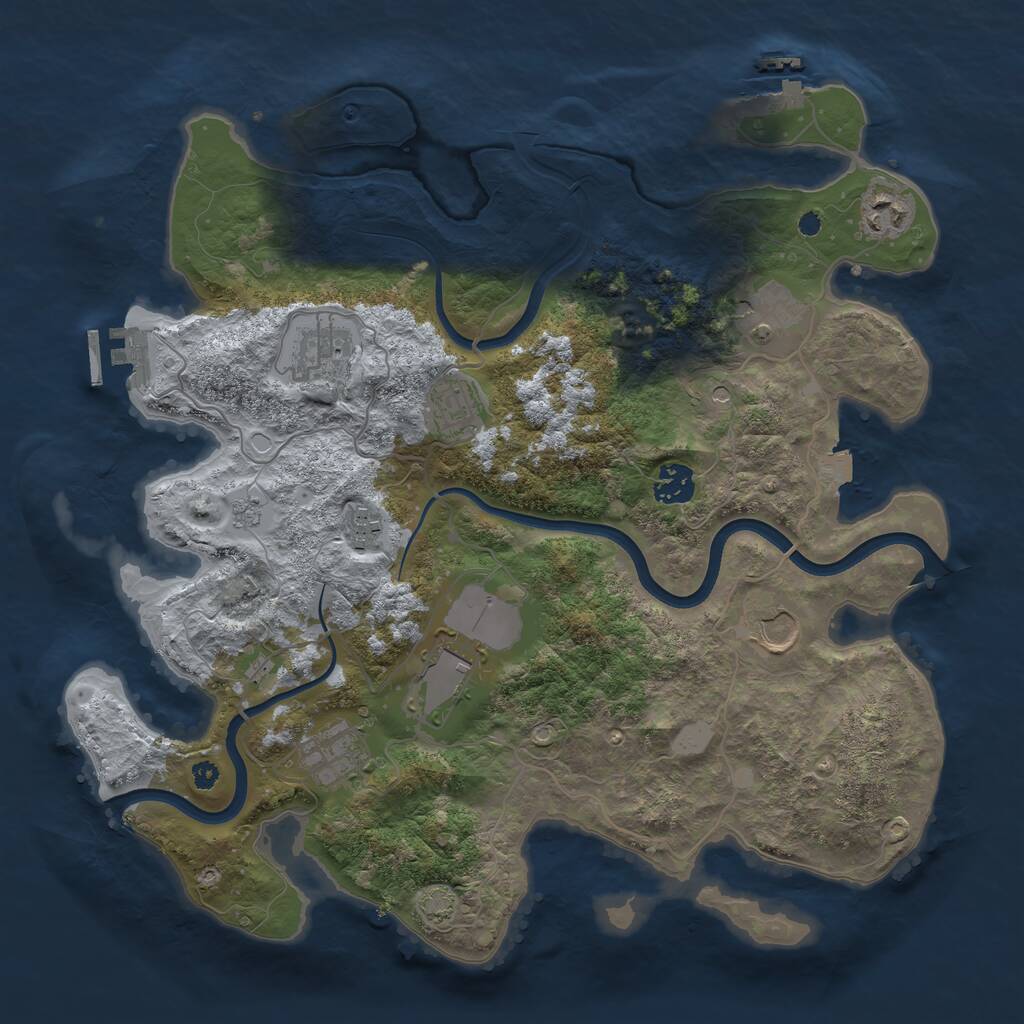 Rust Map: Procedural Map, Size: 3696, Seed: 519074237, 15 Monuments