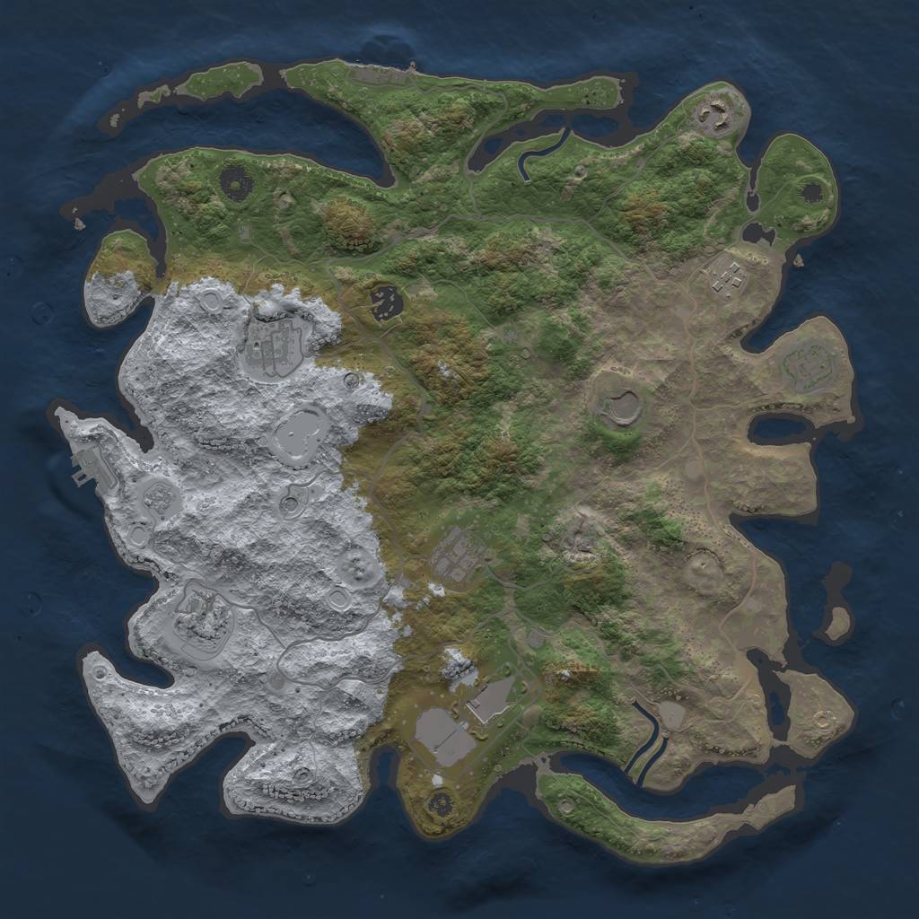 Rust Map: Procedural Map, Size: 4000, Seed: 20981, 18 Monuments