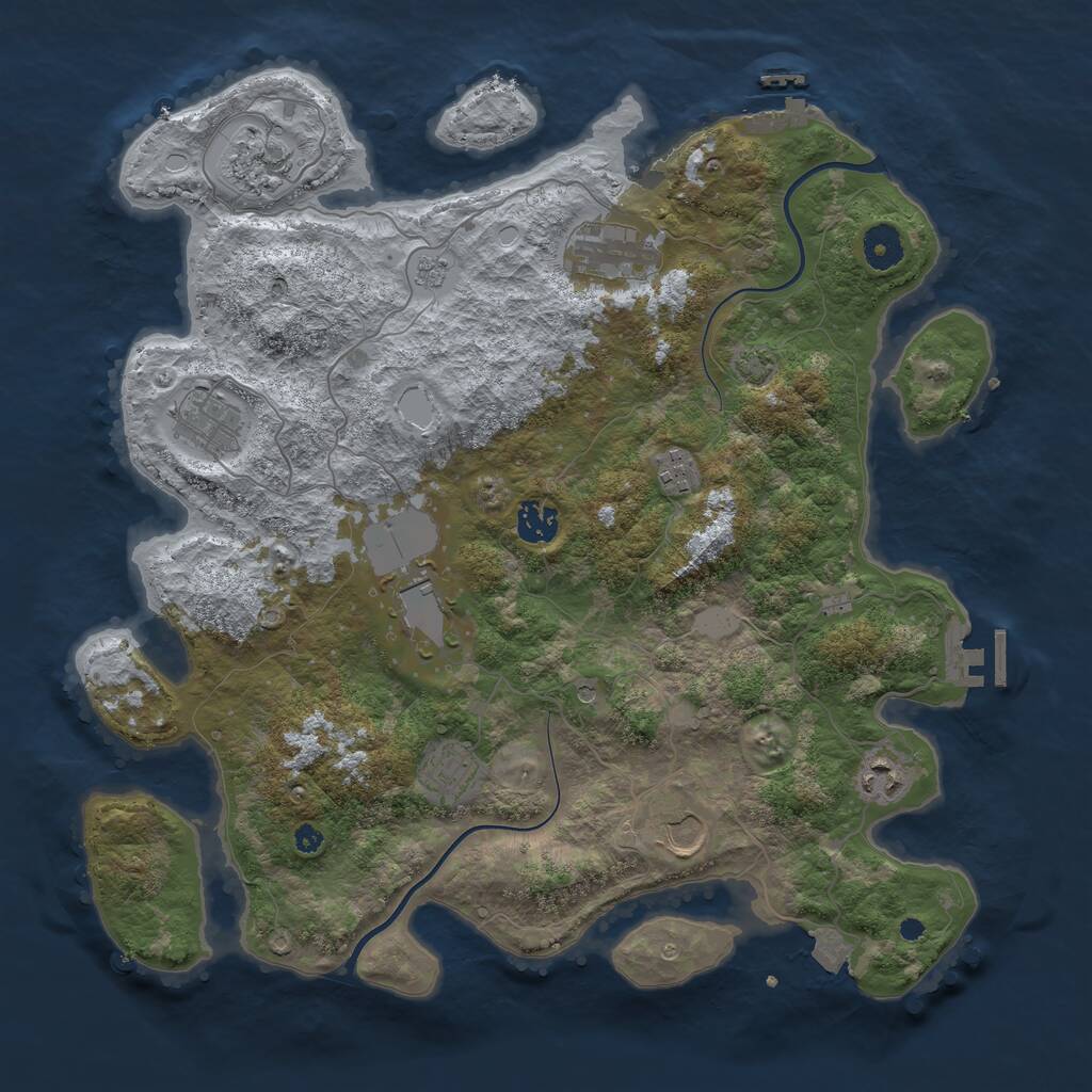 Rust Map: Procedural Map, Size: 3850, Seed: 931975132, 15 Monuments