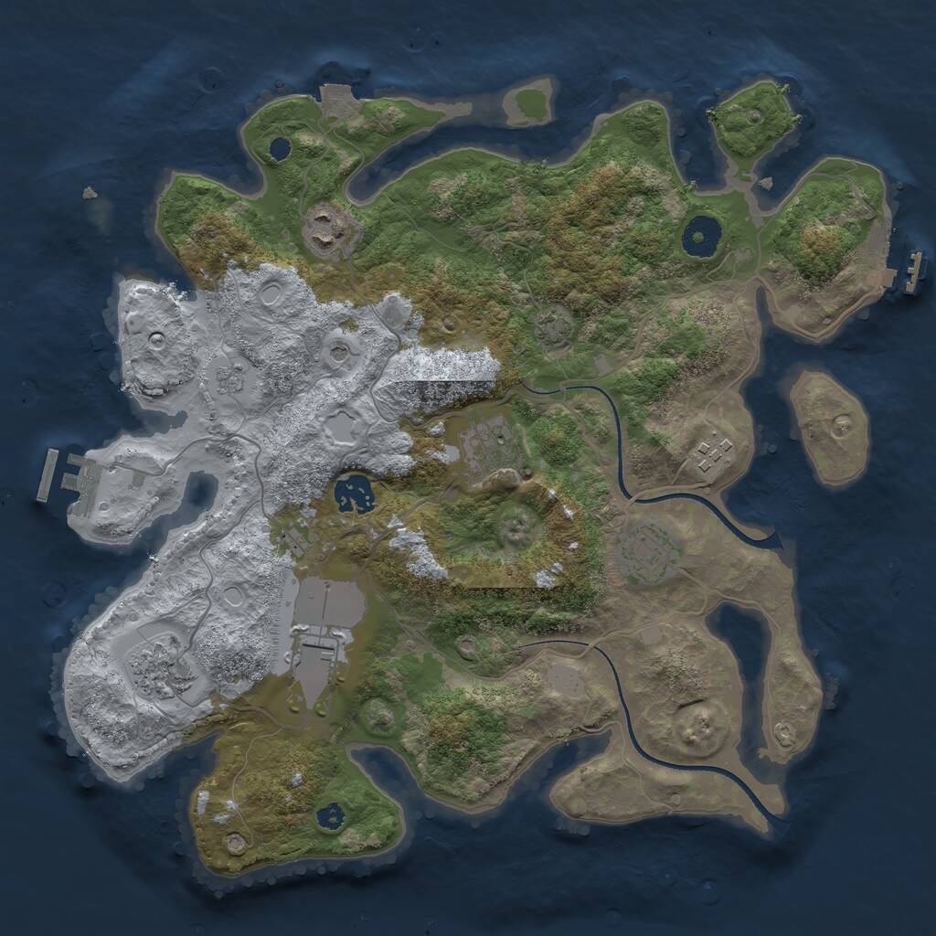 Rust Map: Procedural Map, Size: 3500, Seed: 144543317, 13 Monuments