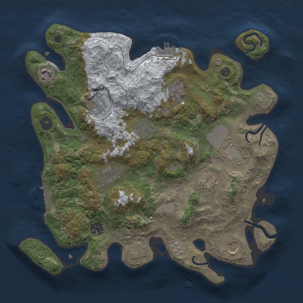 Rust Map: Procedural Map, Size: 3500, Seed: 214007, 19 Monuments