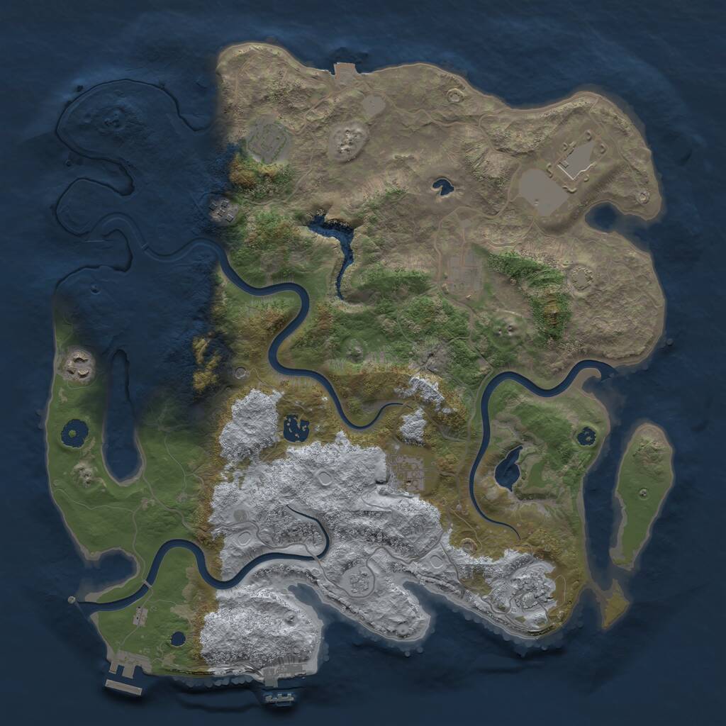 Rust Map: Procedural Map, Size: 4000, Seed: 616680144, 14 Monuments