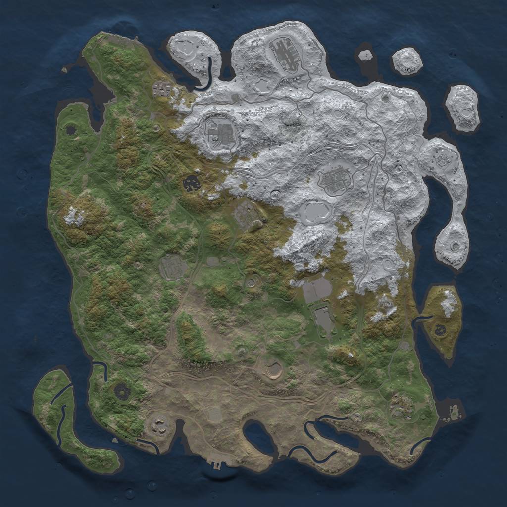 Rust Map: Procedural Map, Size: 4500, Seed: 1961876558, 20 Monuments