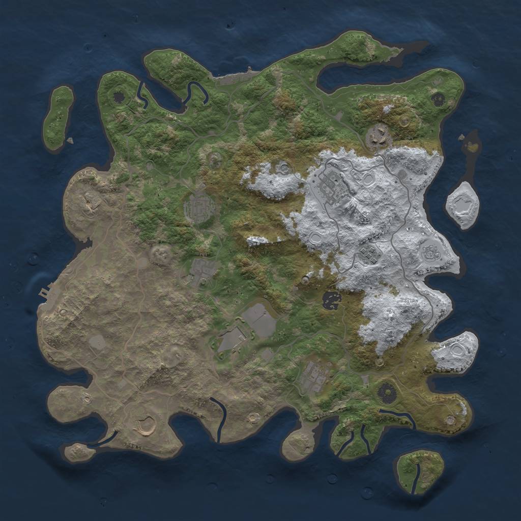 Rust Map: Procedural Map, Size: 4000, Seed: 1330844717, 18 Monuments