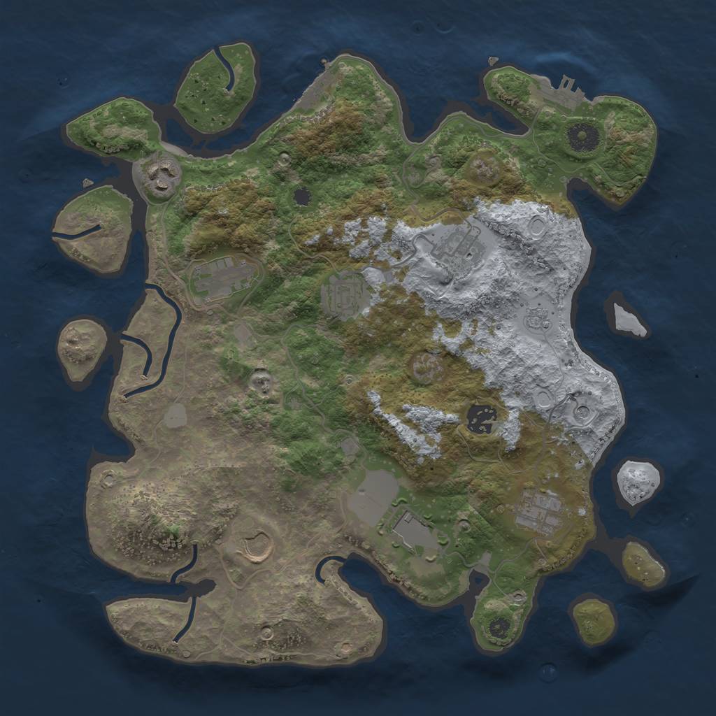 Rust Map: Procedural Map, Size: 3500, Seed: 780260469, 15 Monuments