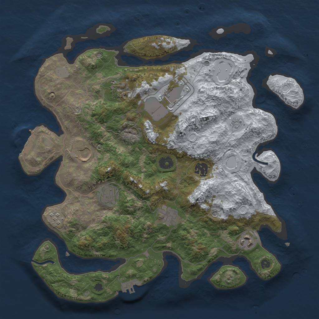 Rust Map: Procedural Map, Size: 3500, Seed: 1308990679, 17 Monuments
