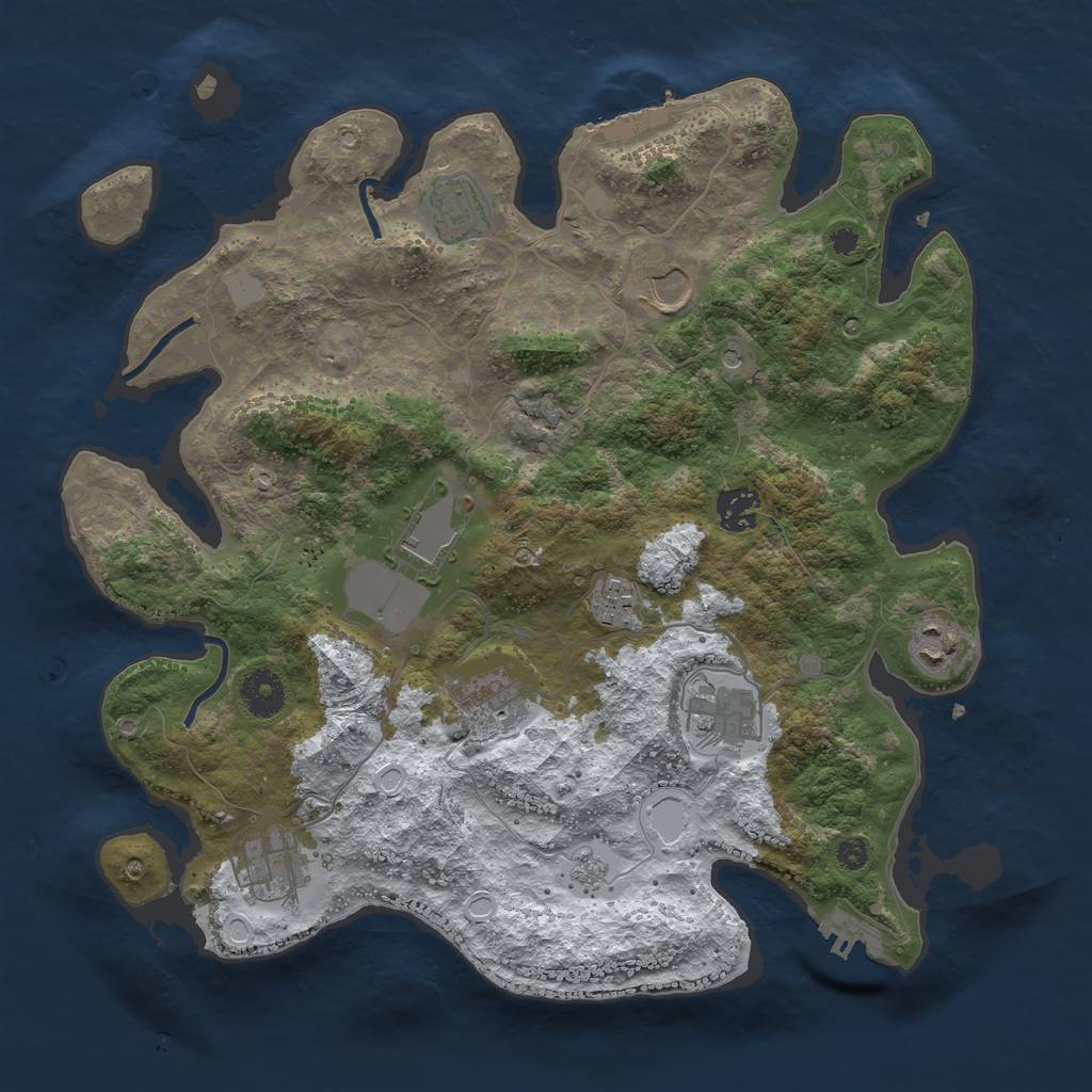 Rust Map: Procedural Map, Size: 3600, Seed: 2587178, 18 Monuments