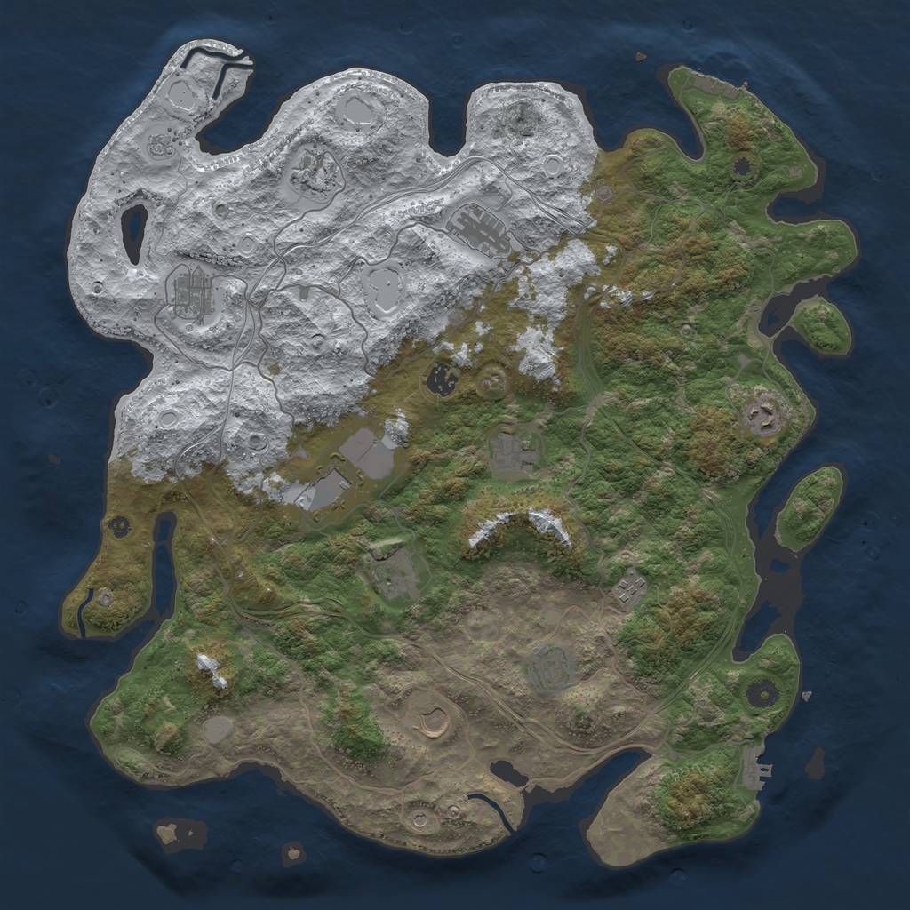 Rust Map: Procedural Map, Size: 4500, Seed: 1275044518, 20 Monuments