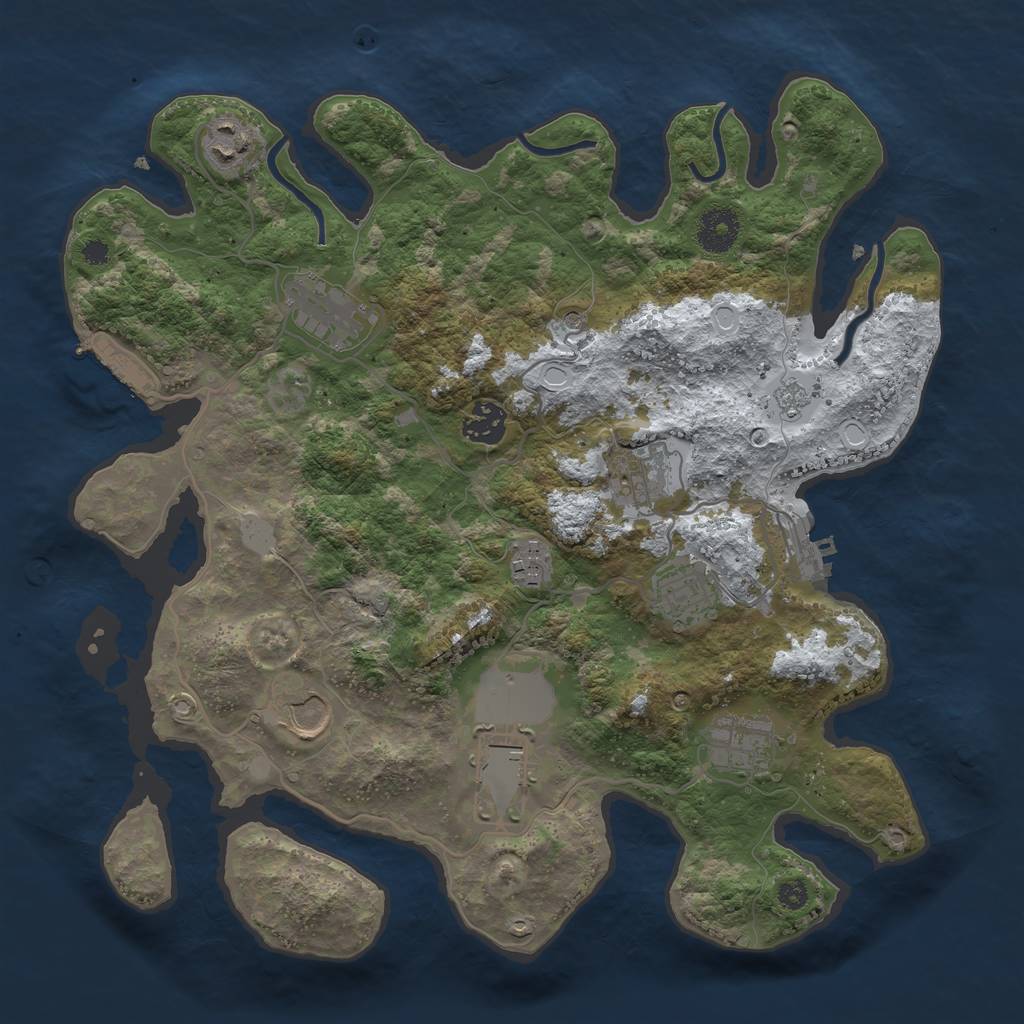 Rust Map: Procedural Map, Size: 3500, Seed: 116764125, 18 Monuments