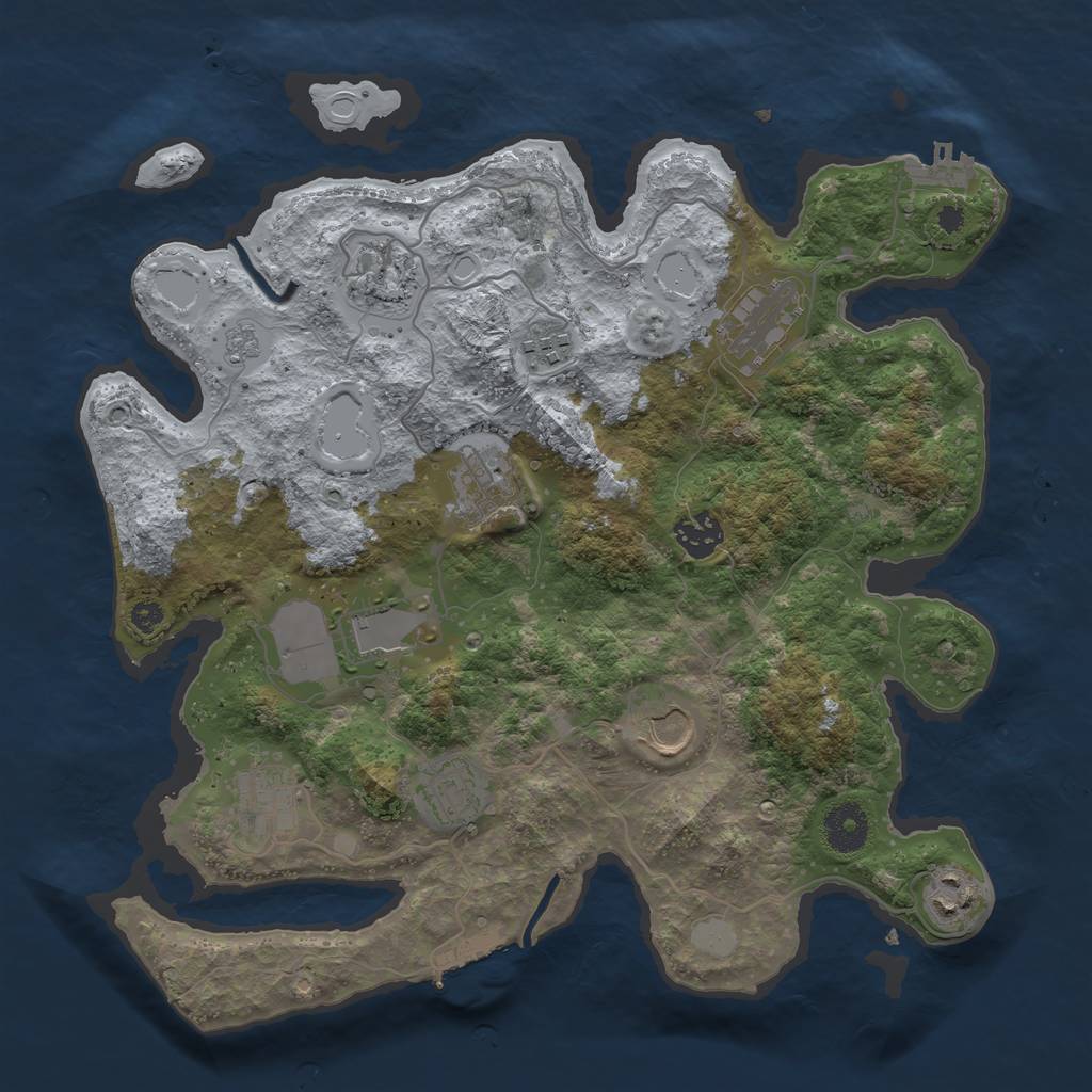 Rust Map: Procedural Map, Size: 3500, Seed: 1117419159, 18 Monuments