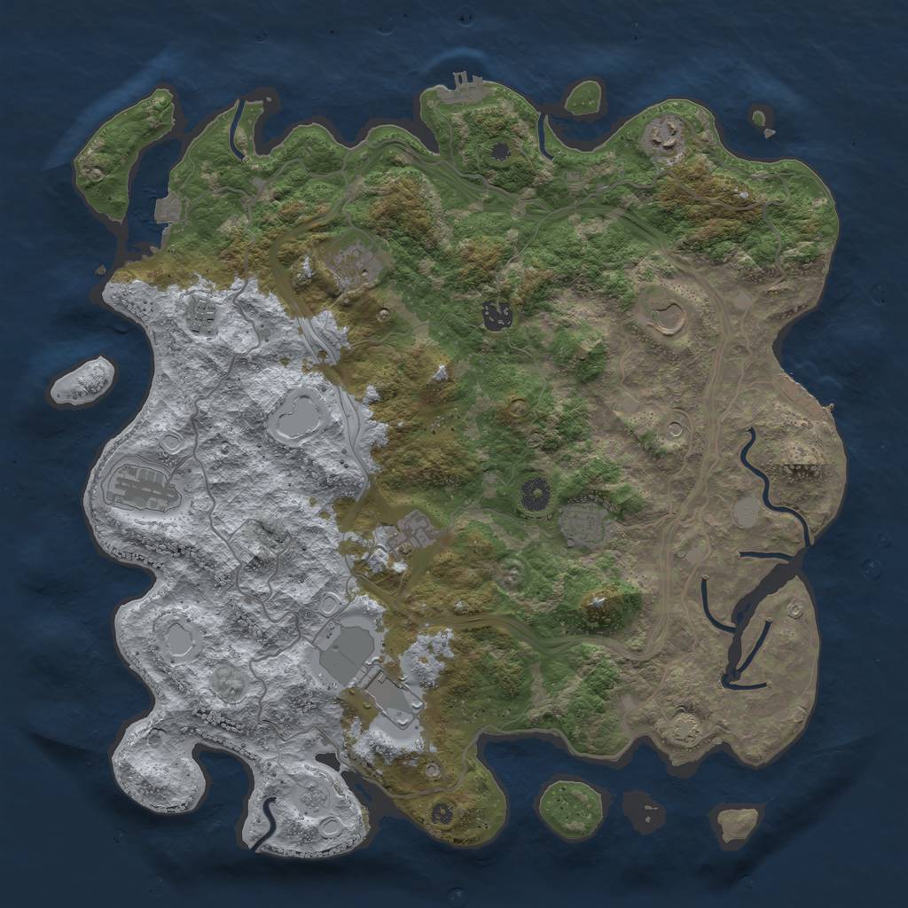 Rust Map: Procedural Map, Size: 4250, Seed: 1361808116, 17 Monuments