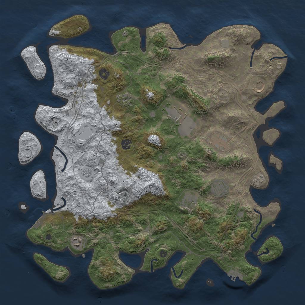 Rust Map: Procedural Map, Size: 4250, Seed: 1461570954, 18 Monuments