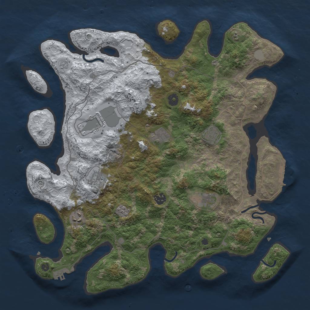 Rust Map: Procedural Map, Size: 4000, Seed: 53247, 17 Monuments